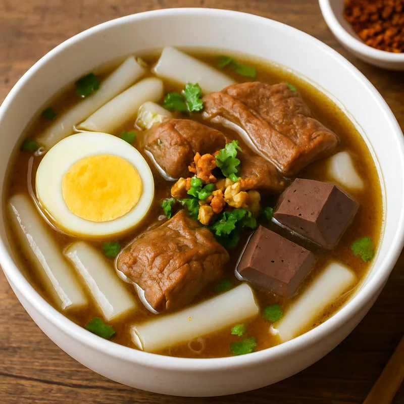 Kuay Jab (Gerollte Reisnudelsuppe mit Schweinebrühe)