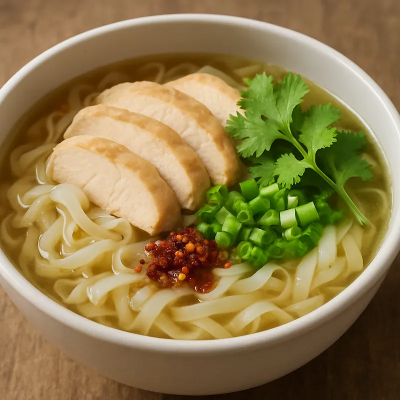 Kuay Teow Gai (Thainudeln mit Hühnerbrühe)