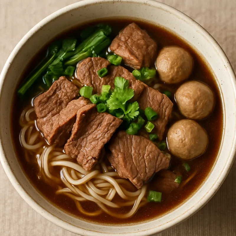 Kuay Teow Neua (Thailändische Rindfleisch-Nudelsuppe)