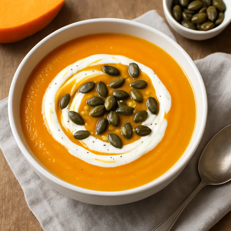 Kürbissuppe mit griechischem Joghurt