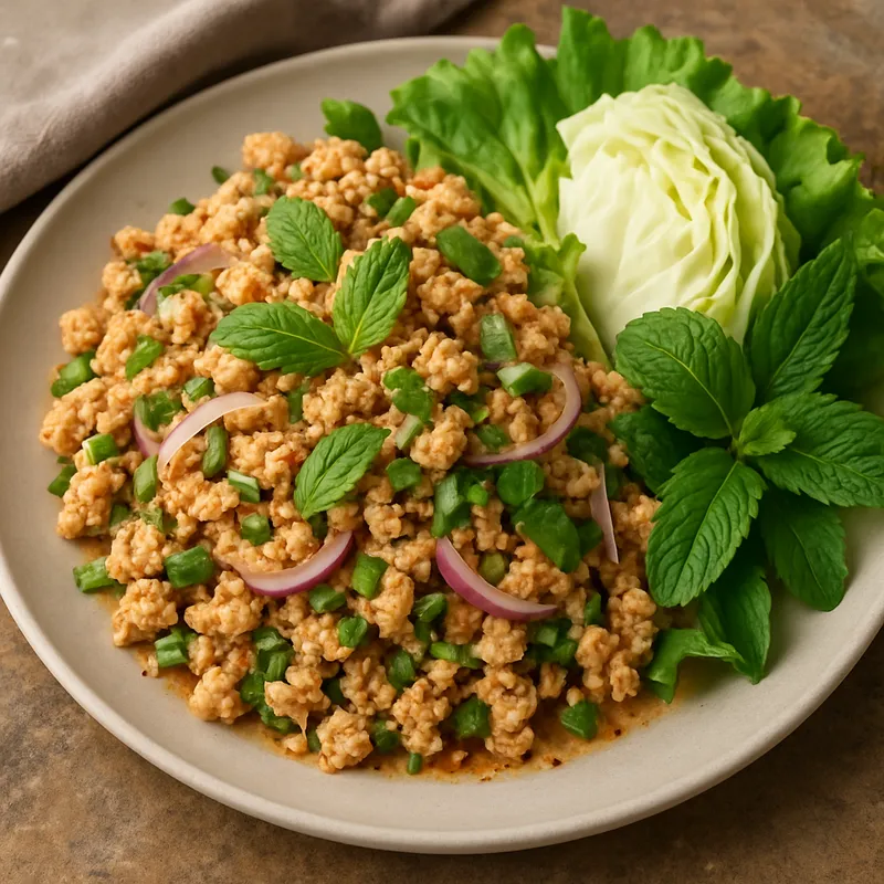 Laab Gai (Scharfer Hähnchen-Hackfleischsalat)
