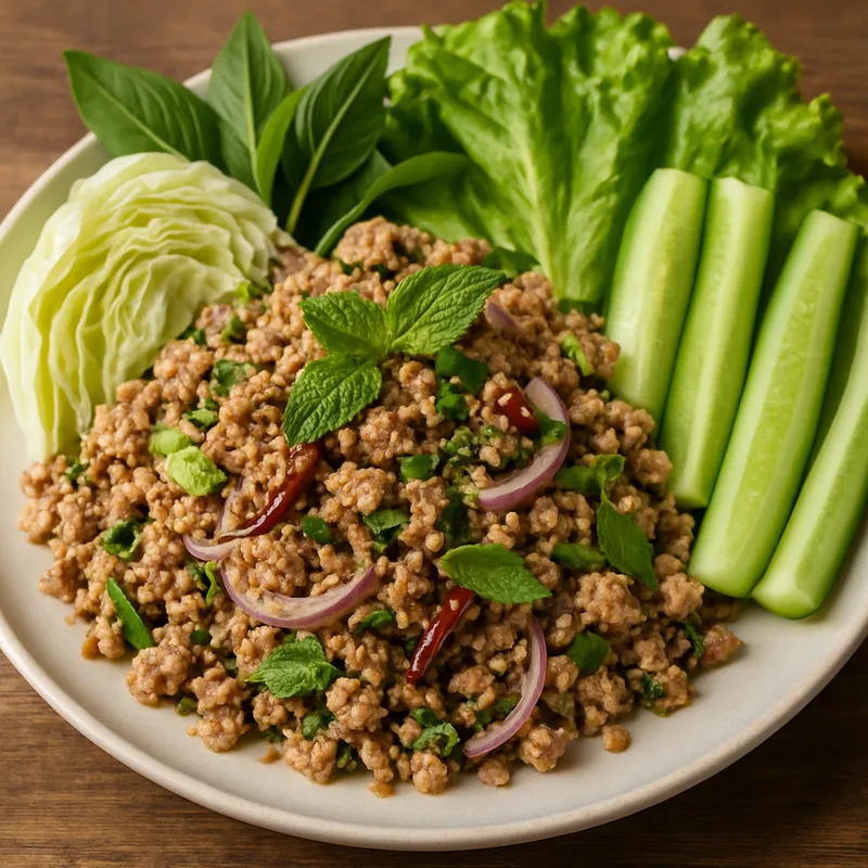 Laab Isan (Klassischer Hackfleischsalat aus Isan)