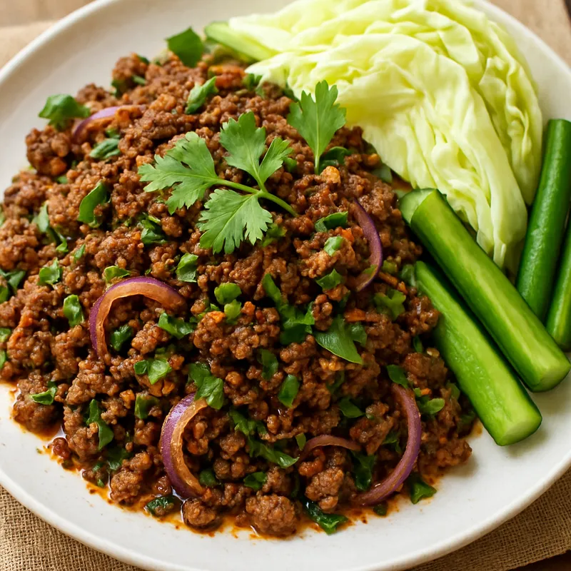 Laab Mueang (Nordthailändischer Hackfleischsalat mit Gewürzen)