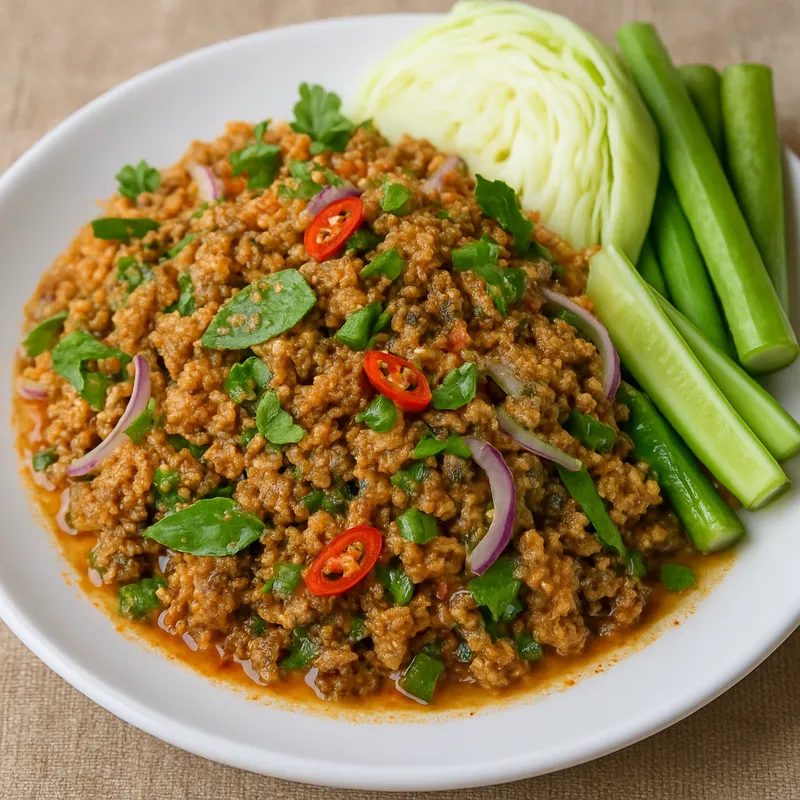 Laab Pla Duk (Würziger Wels-Hackfleischsalat)