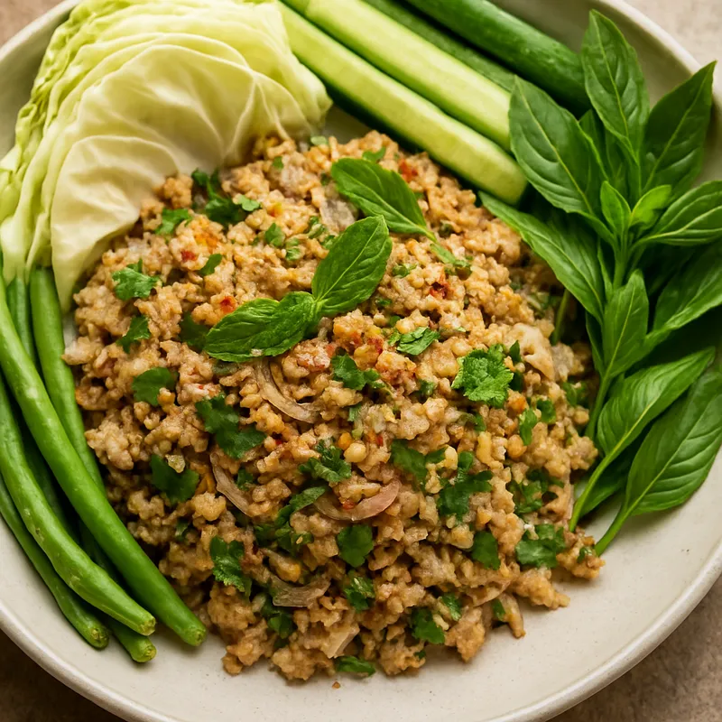 Laab Pla (Würziger Fisch-Hackfleischsalat)