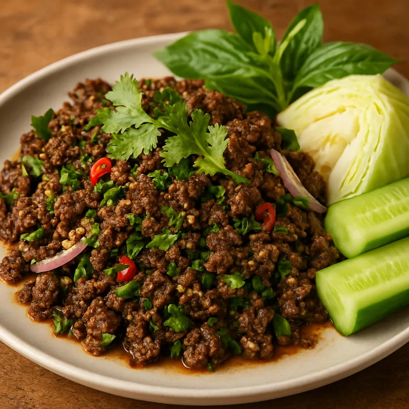 Lab Khua Neua (Nordthailändischer gebratener Rindslаab)