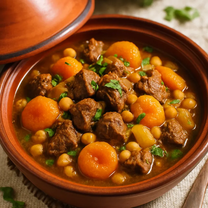 Lamm-Aprikosen-Tajine auf Portugiesische Art