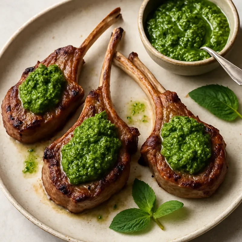 Lammkoteletts mit Minzpesto