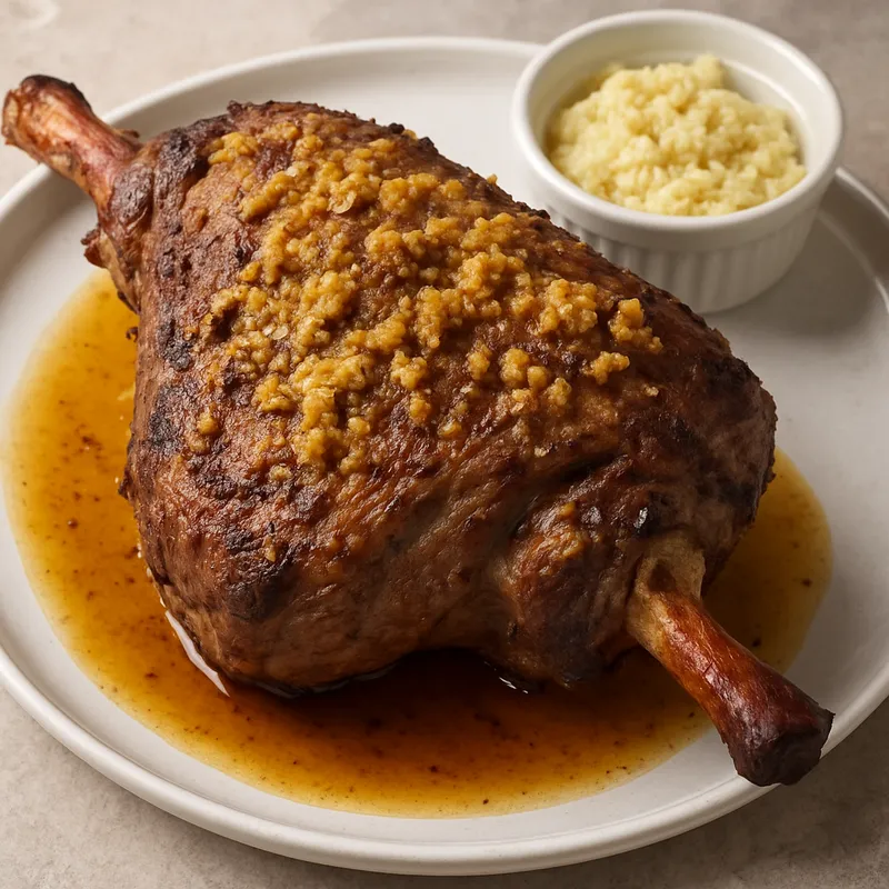 Lammkeule mit Knoblauchpaste