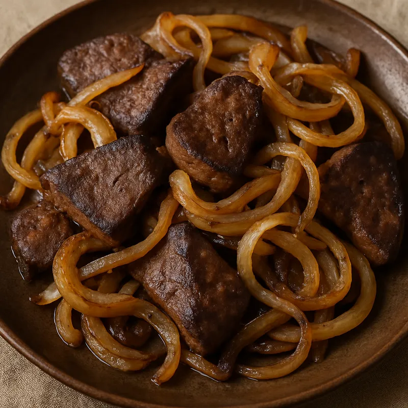 Lammlebern mit Zwiebeln