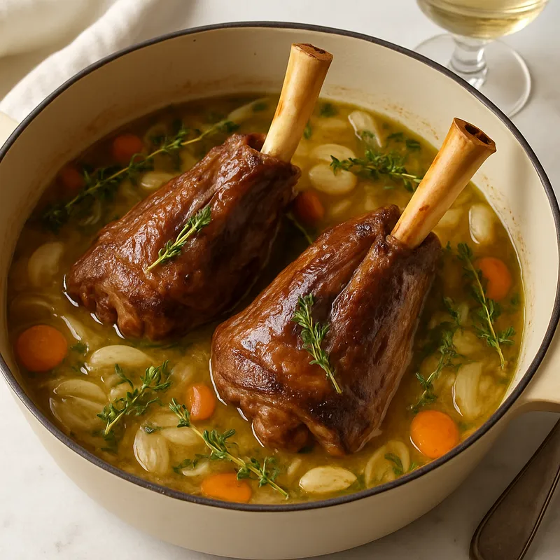 Lammhaxen mit Weißwein