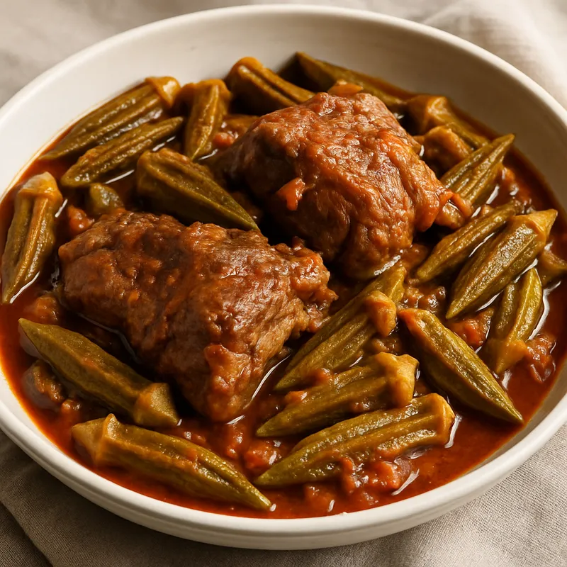 Lamm mit Okra (Arni Me Bamies)
