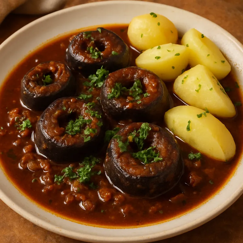 Lamprete Bordelaise auf Portugiesische Art