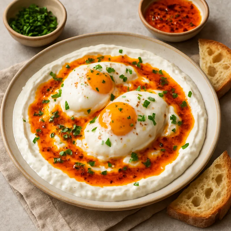 Çılbır (Türkische pochierte Eier mit Joghurt und Butter)