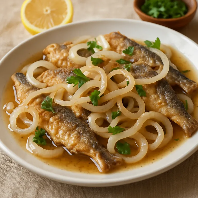 Lefkada Savoro (Gebratener Fisch in Essig-Soße)
