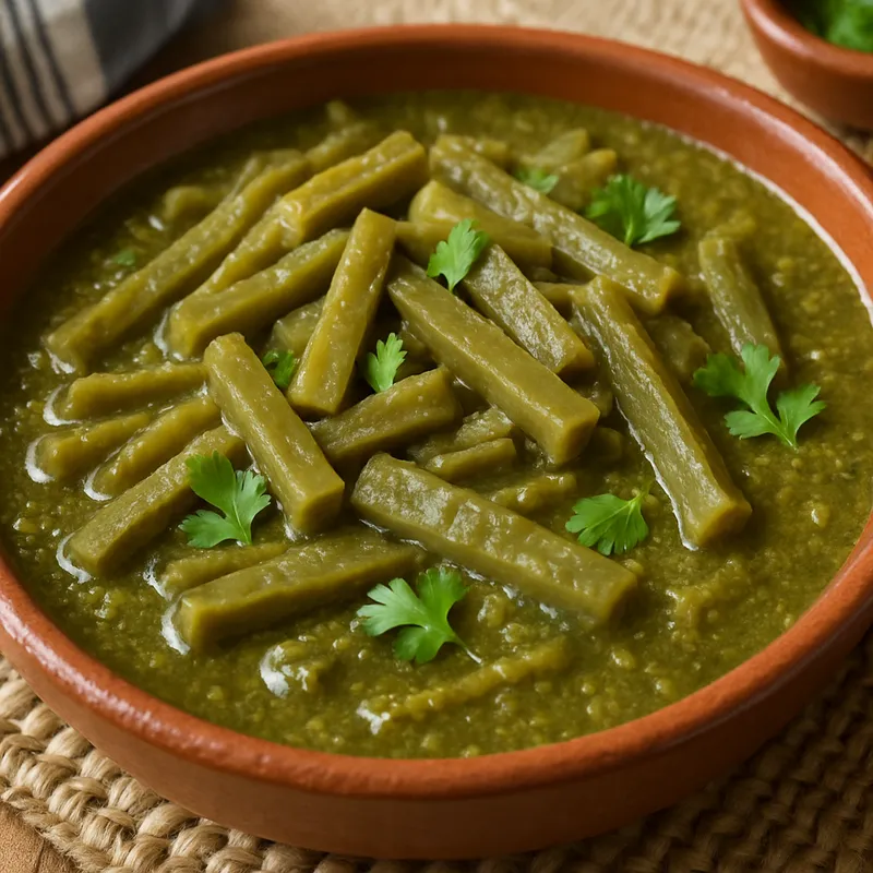 Fastenzeit-Nopalitos in grüner Mole-Sauce
