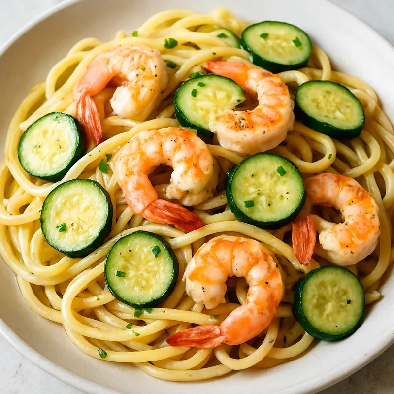 Linguine mit Garnelen und Zucchini