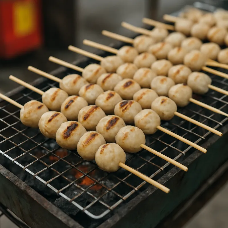 Look Chin Ping – Gegrillte Fleischbällchen vom Straßenstand