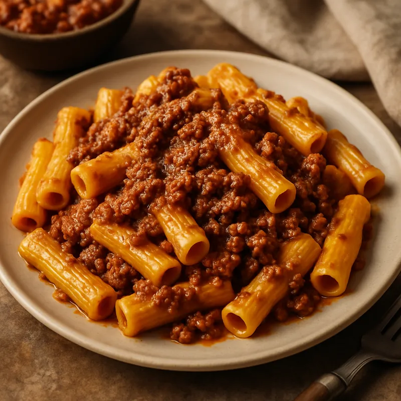 Maccheroni mit Ragù (Maccheroni mit Fleischsauce)