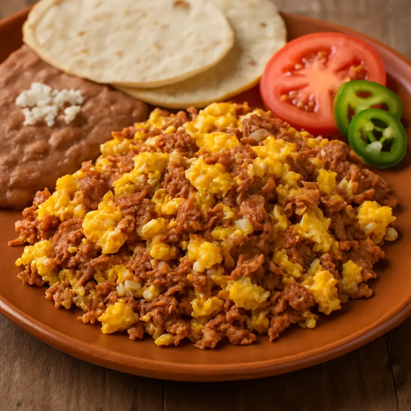 Machaca Con Huevo (Getrocknetes Rindfleisch mit Eiern)