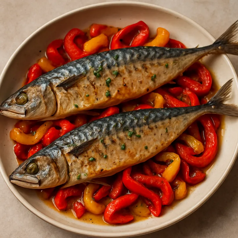 Makrele mit gerösteten Paprika