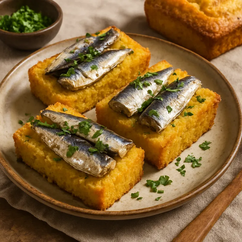 Maisbrot mit Sardinen