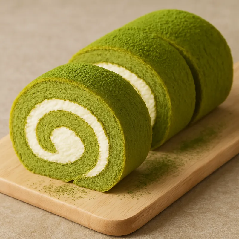 Matcha-Biskuitrolle