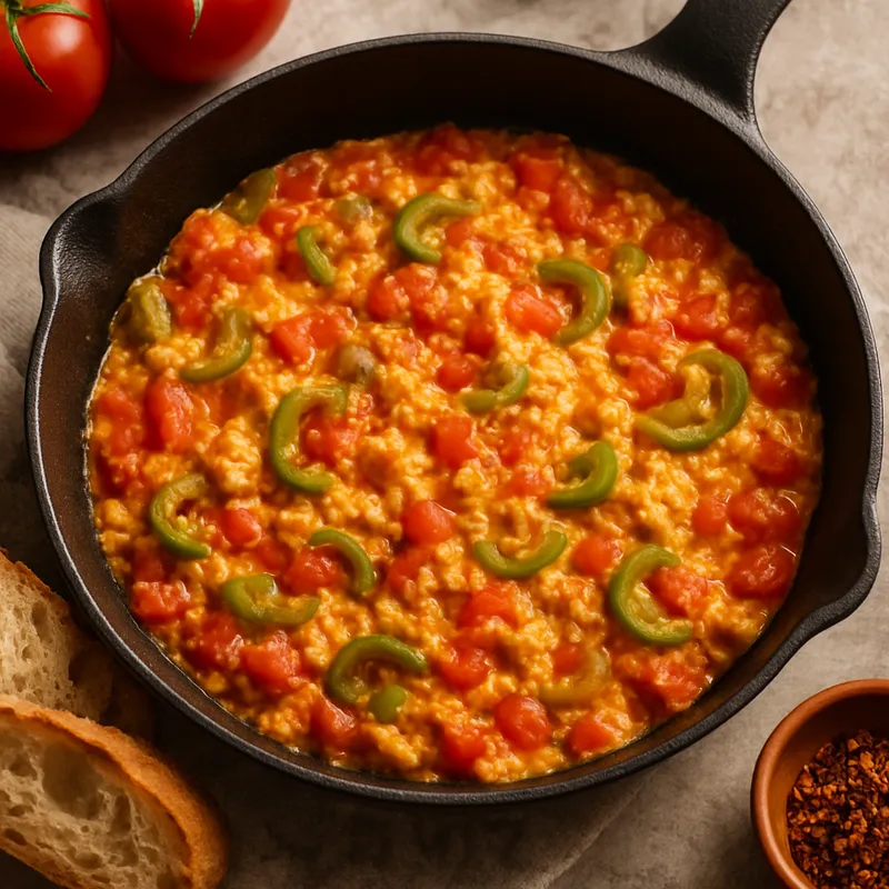 Menemen (Türkisches Rührei mit Paprika und Tomate)