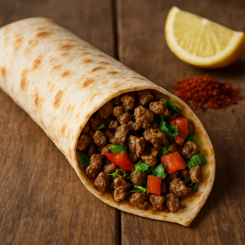 Mersin Tantuni (Mersin Pfannengerührtes Fleisch im Fladenbrot)