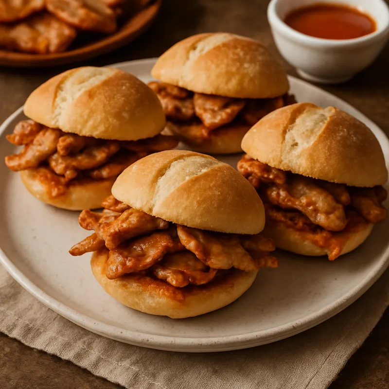 Mini Bifanas (Portugiesisches würziges Schweinefleisch-Sandwich)