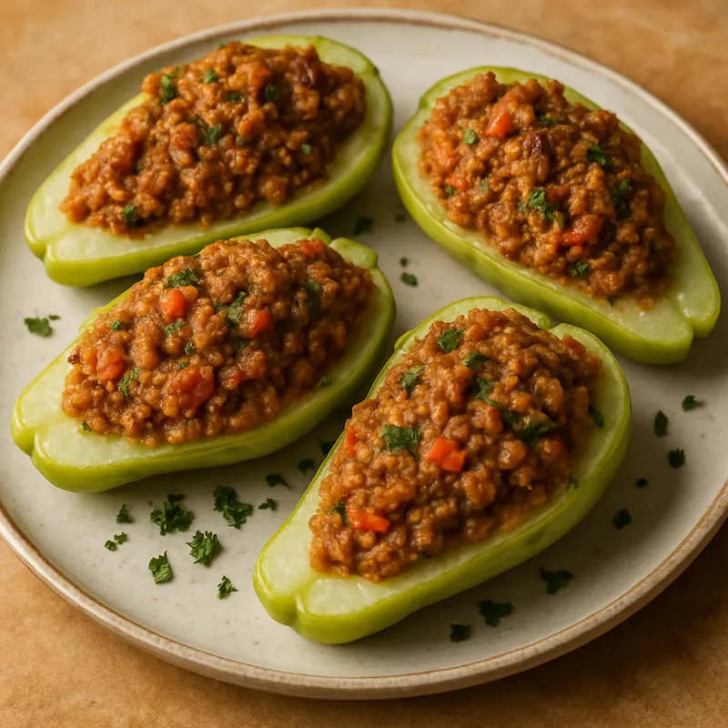 Cajun gefüllte Mirlitons (Cajun gefüllte Chayote)