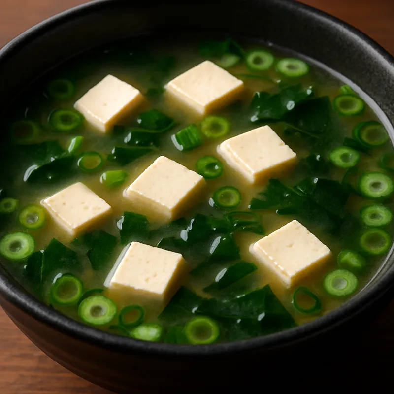 Miso-Suppe mit Tofu und Frühlingszwiebeln