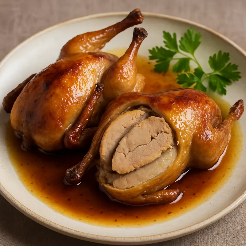 Mit Foie Gras gefüllte Wachteln