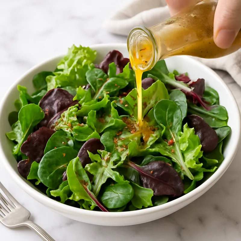Gemischter grüner Salat mit italienischem Dressing