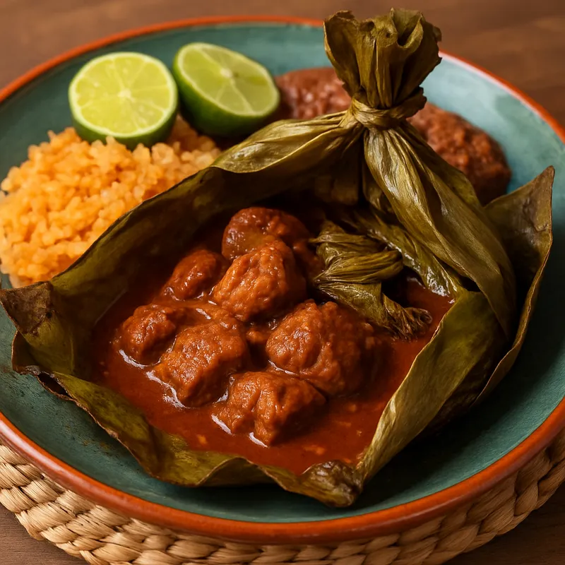 Mixiote de Cerdo (Schweinefleisch in Maguey-Blättern)