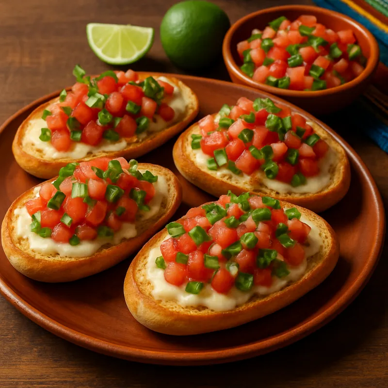 Molletes mit Pico de Gallo (Mexikanische überbackene Brote mit frischer Salsa)