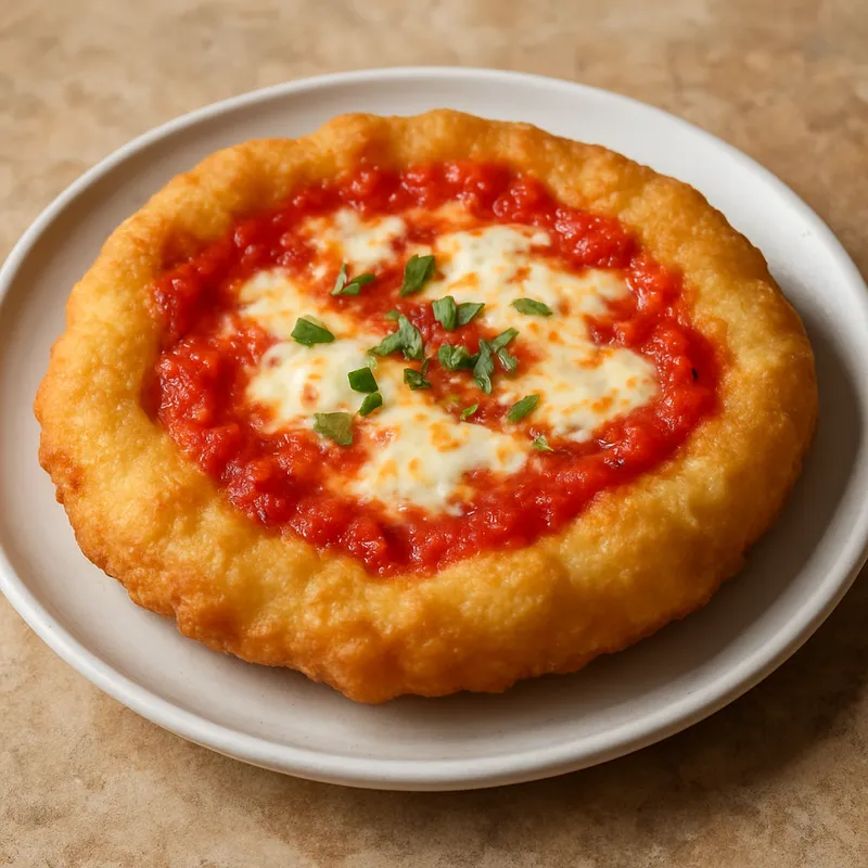 Montanara (Frittierte Pizza mit Tomaten und Käse)