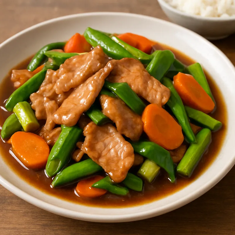 Moo Pad Nam Man Hoy (Gebratenes Schweinefleisch mit Austernsauce)