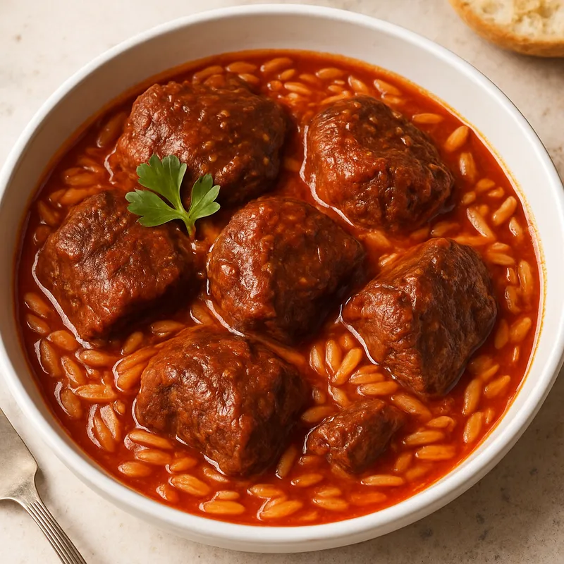 Moschari Kokkinisto (Rindfleisch in roter Sauce)