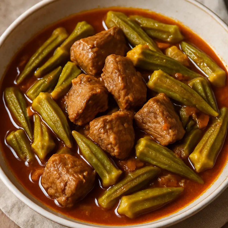 Moschari Me Bamies (Rindfleisch mit Okra)