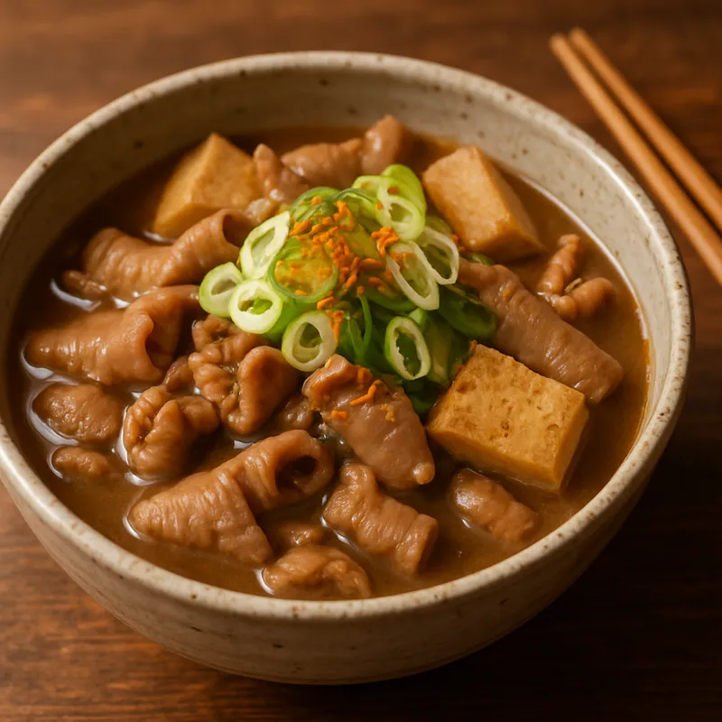Motsu-ni (Geschmortes Innereien-Gericht aus der Izakaya)