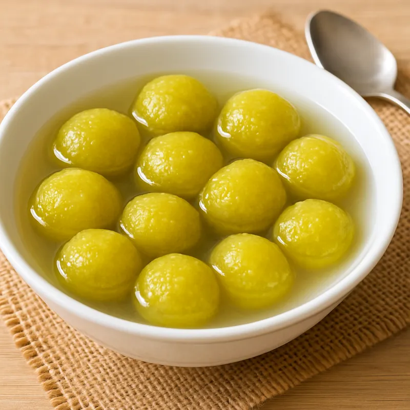 Mungbohnenbällchen in Sirup (Khanom Thuay Fu)