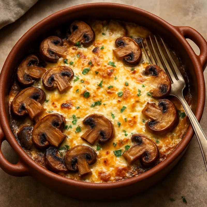 Pilz-Käse-Saganaki aus dem Ofen