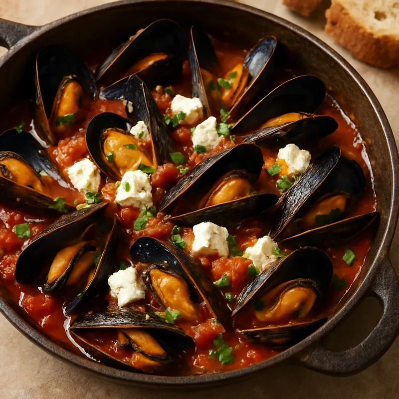 Muscheln Saganaki