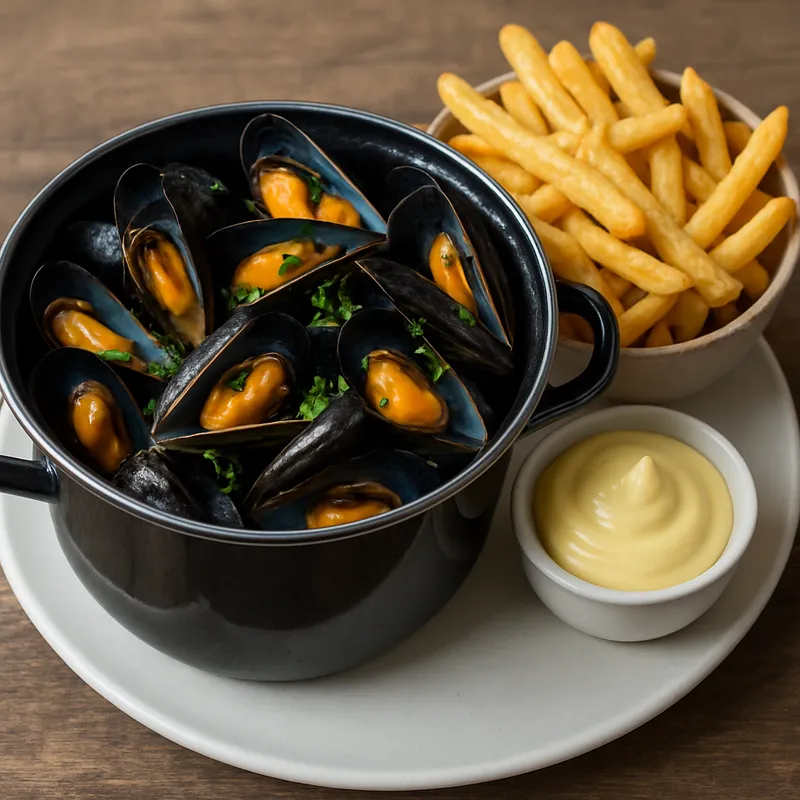 Muscheln und Pommes frites