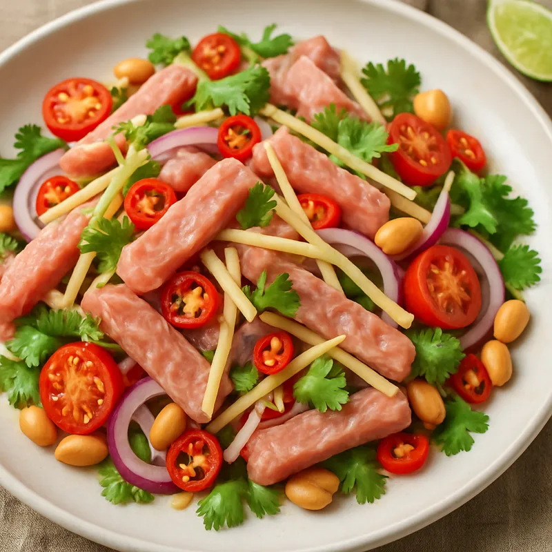 Naem Sod (Fermentierter Schweinefleischsalat mit Ingwer)