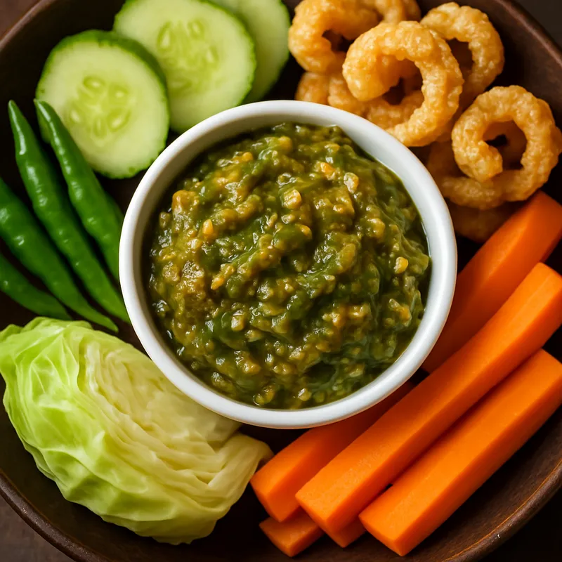 Nam Prik Num (Nordthailändischer Dip aus jungen grünen Chilis)