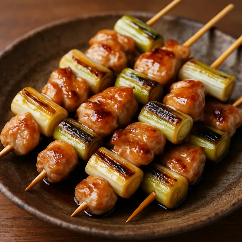 Negima (Lauch-Hähnchen-Spieße nach Izakaya-Art)