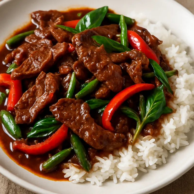 Neua Pad Prik Pao (Rindfleisch mit gerösteter Chilipaste)