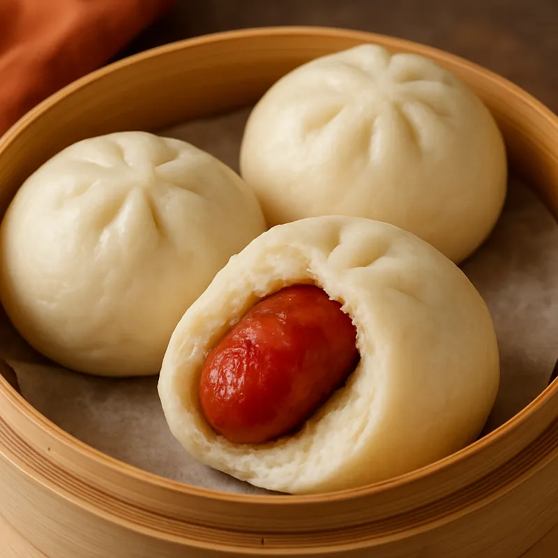 Num Neung Sai Krok (Gedämpfte Brötchen mit chinesischer Wurst)